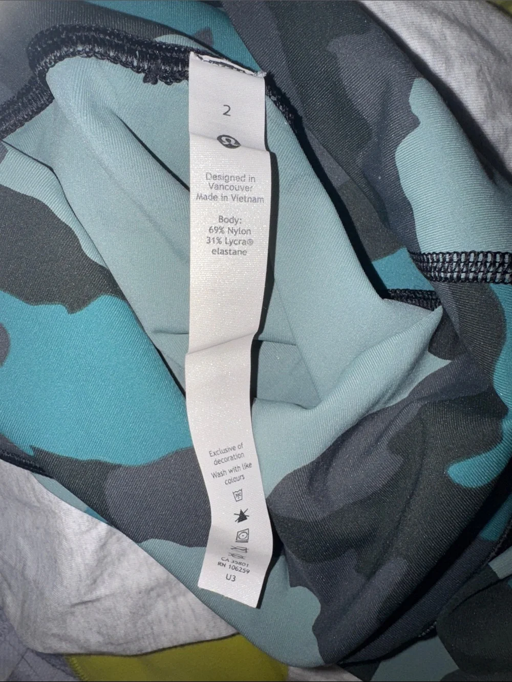 lululemon athletica Kids Teal and Black Camo Leggings
